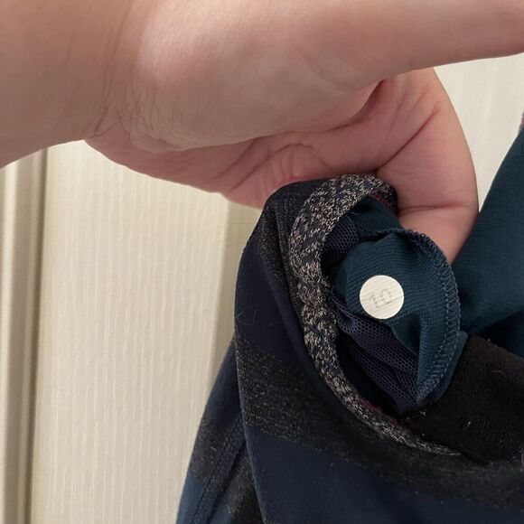 Lululemon Power Y Tank Top Gray and Teal Striped Women's Size 10 - Picture 6 of 13